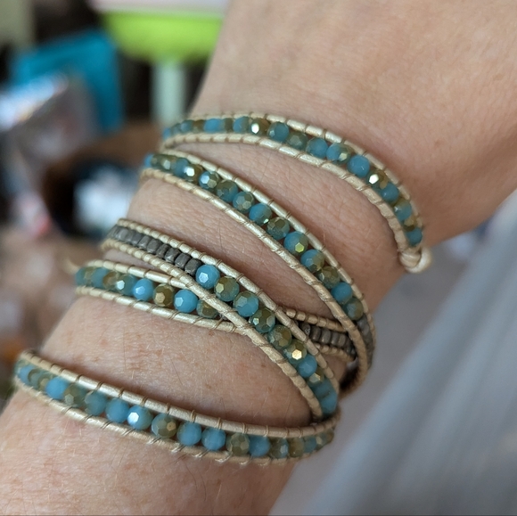 Nakomal Amazonite Bracelet with natural stones - 5x wrap - Picture 14 of 16